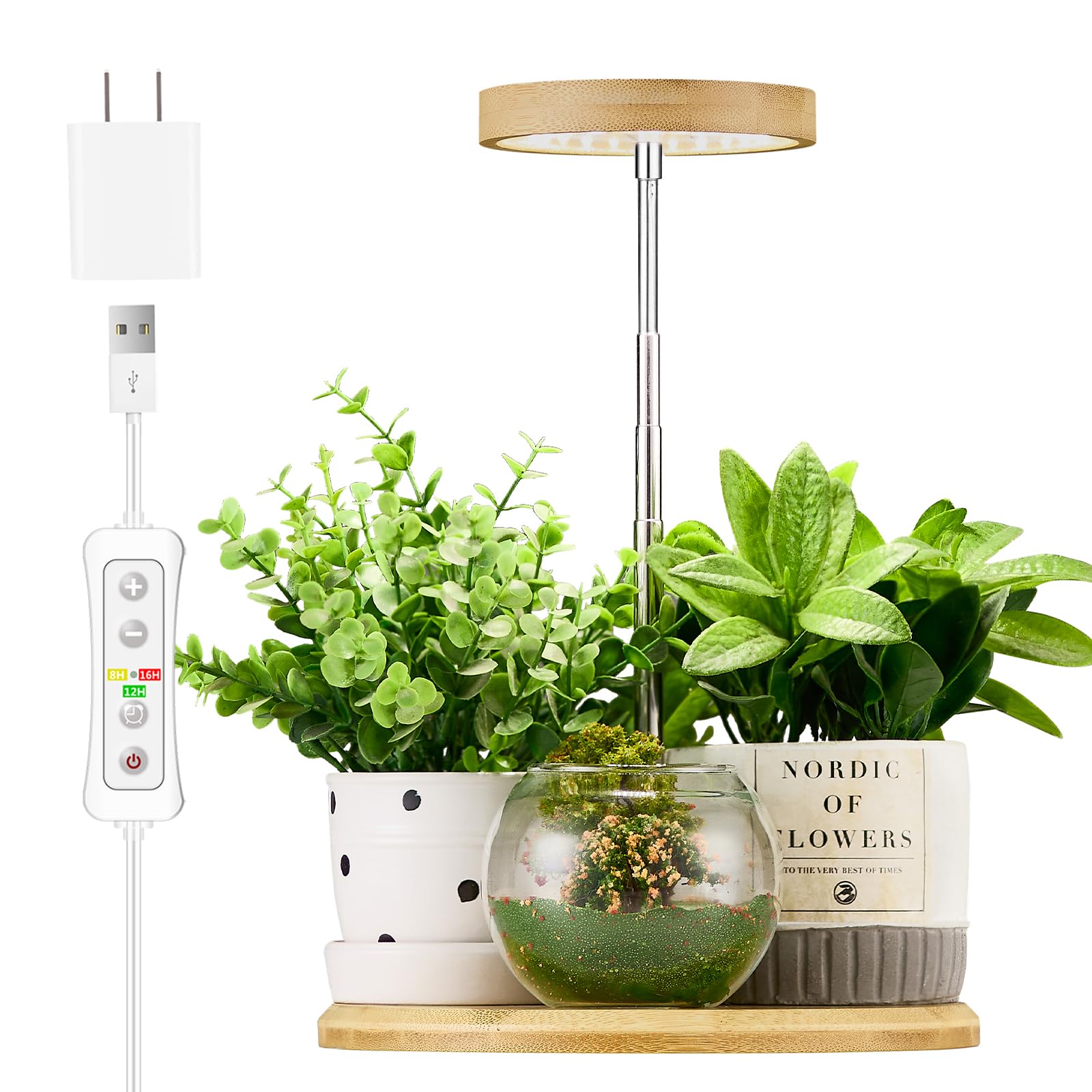 Amazon.co.jp: 屋内植物用植物栽培ライト、竹製ミニLEDグロー